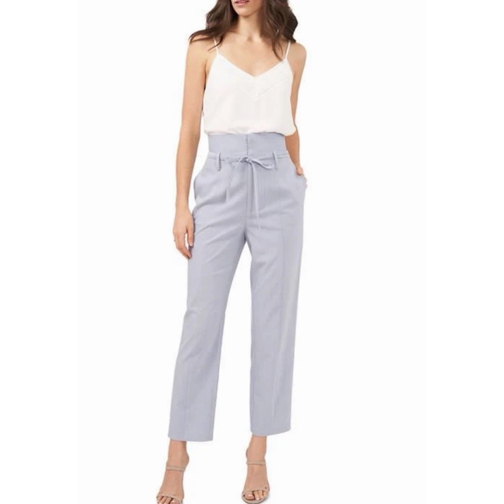 1.State Paper Bag Pants 6 Chambray Blue Tie Waist Workwear Career Business NWT